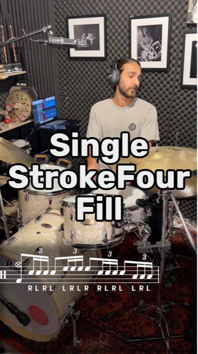 Single Stroke four לימוד מעבר תופים