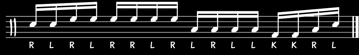 Online drum lesson-Drum fill #13 -ParaParaDiddle+KKRL — תווים 1