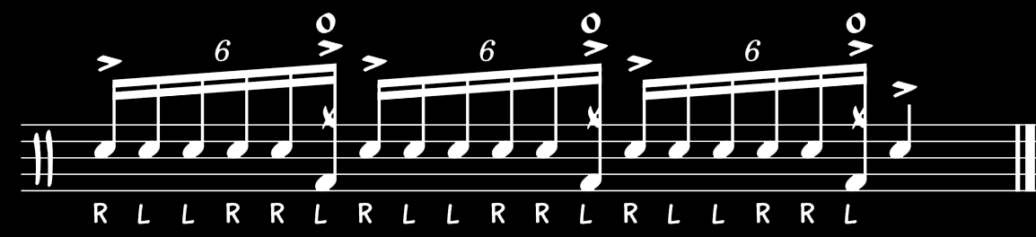 לימוד תופים באינטרנט Fill 12#-RLLRRL(SixStrokeRoll) — תווים 1